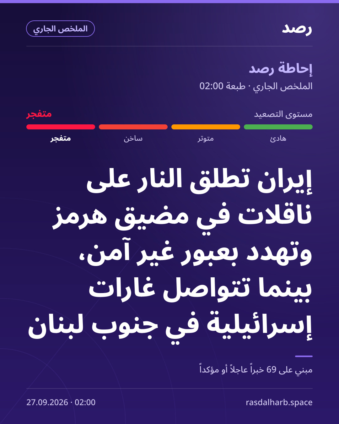 إيران تطلق النار على ناقلات في مضيق هرمز وتهدد بعبور غير آمن، بينما تتواصل غارات إسرائيلية في جنوب لبنان